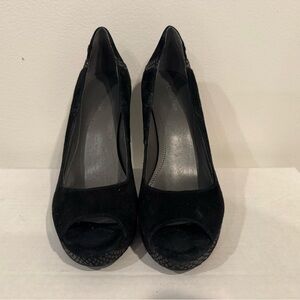 Calvin Klein Black Suede Peep-Toe Heels